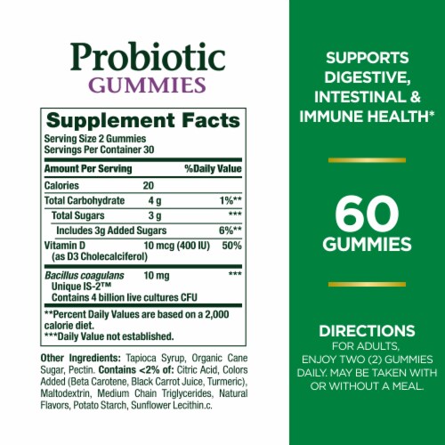 Nature's Bounty Probiotic Digestive Balance Gummies, Multi-Flavored Perspective: left