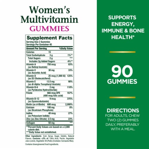 Nature's Bounty Women's Multivitamin Raspberry Gummies Perspective: left