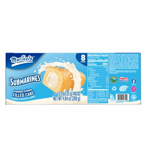 Marinela Submarines Vanilla Crème Filled Cakes Perspective: left