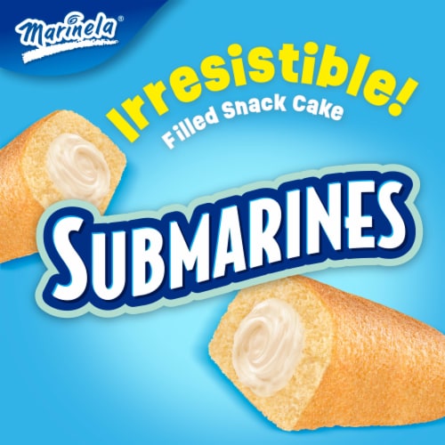 Marinela Submarines Vanilla Cream Filled Snack Cakes Perspective: left