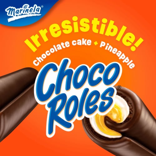 Marinela Choco Roles Pineapple Crème Filled Cakes Perspective: left