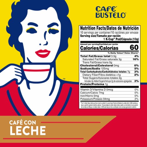Café Bustelo Sweet & Creamy Café con Leche Coffee, Keurig K-Cup Pods Perspective: left