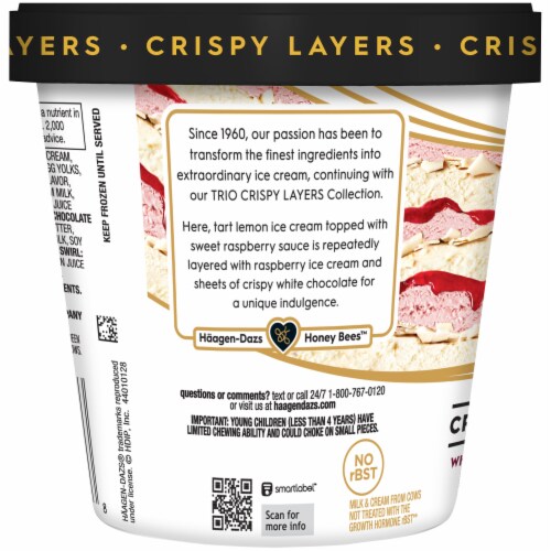Haagen-Dazs Crisy Trio Layers Lemon & Raspberry Ice Cream Perspective: left