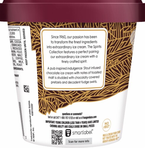 Haagen-Dazs Spirits Stout Chocolate Pretzel Crunch Ice Cream Perspective: left