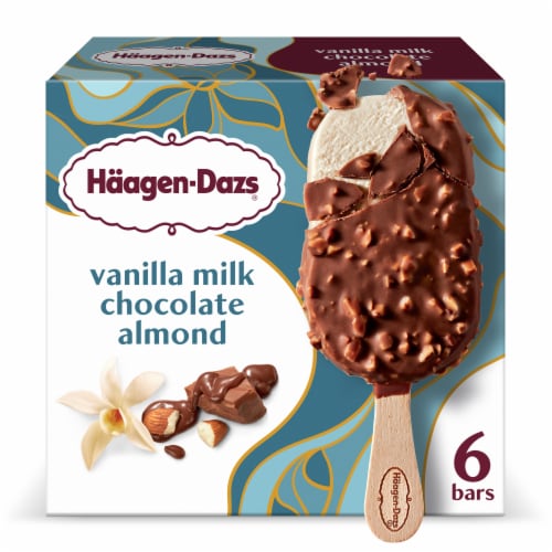 Haagen Dazs® Vanilla Milk Chocolate Almond Ice Cream Bars Perspective: left