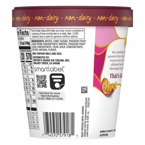 Haagen-Dazs® Non-Dairy Passion Fruit and Sweet Pear Sorbet Pint Perspective: left