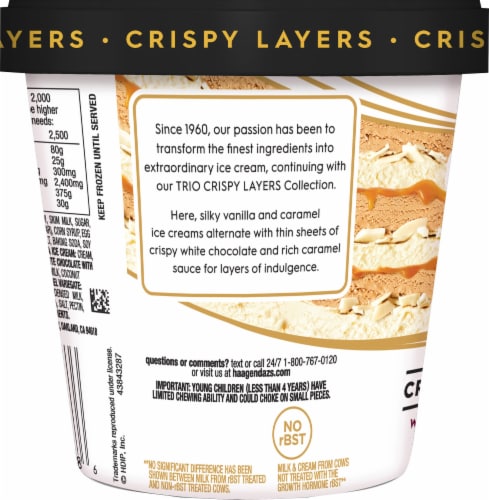 Haagen-Dazs Vanilla & Caramel Trio Crispy Layers Ice Cream Perspective: left