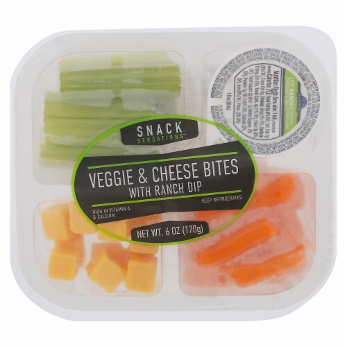 Snack Sensations Veggie and Cheese Bites with Ranch Dip Perspective: left