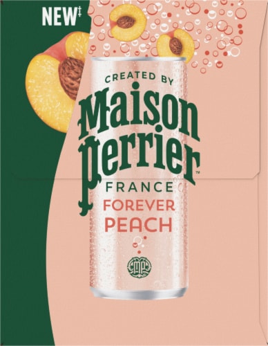 Maison Perrier™ Peach Flavored Sparkling Water Cans Perspective: left