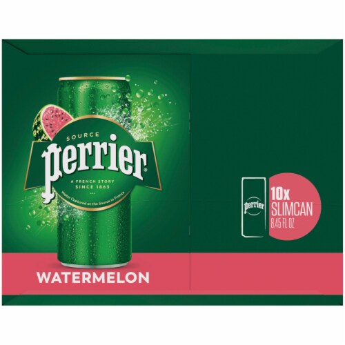 Perrier® Watermelon Sparkling Natural Mineral Water 10 Cans Perspective: left