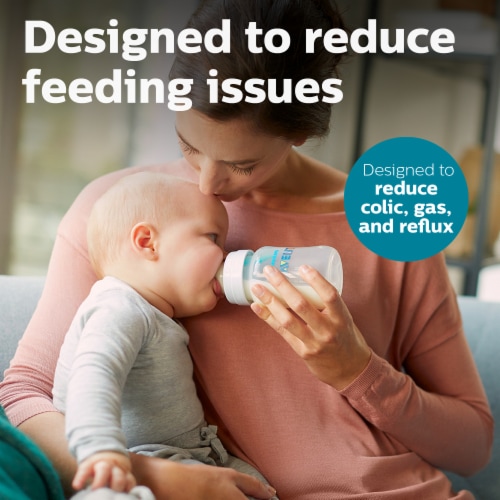 Philips AVENT Anti-Colic 9 oz Baby Bottle with AirFree Vent and Slow Flow Nipple Perspective: left
