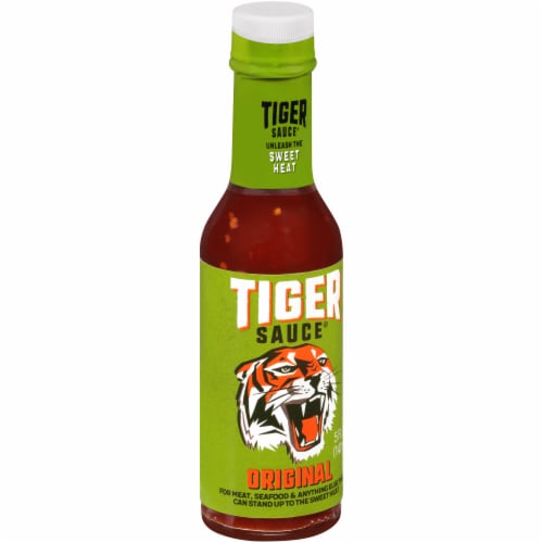 Try Me Tiger Sauce Original Sweet Heat Hot Sauce Perspective: left