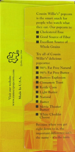 Cousin Willie's Sweet & Salty Kettle Corn Microwave Popcorn Perspective: left