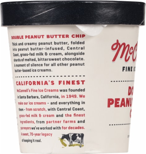 McConnell's Double Peanut Butter Chip Ice Cream Pint Perspective: left