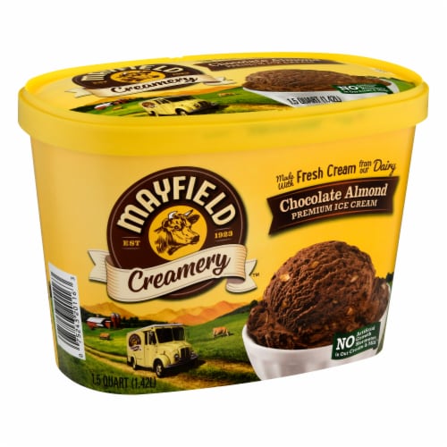 Mayfield Creamery® Chocolate Almond Ice Cream Tub Perspective: left