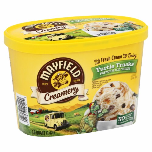 Mayfield Creamery Turtle Tracks(R) Premium Ice Cream Perspective: left