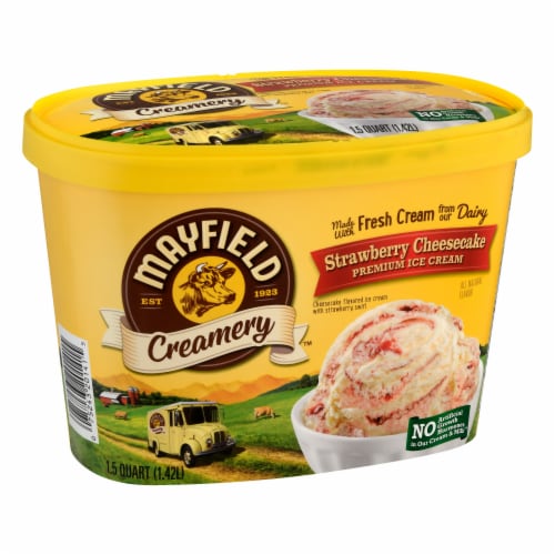 Mayfield Creamery® Strawberry Cheesecake Ice Cream Tub Perspective: left