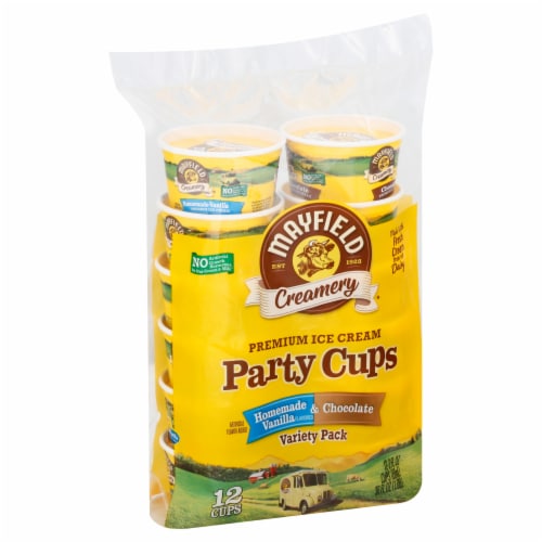 Mayfield Creamery Homemade Vanilla Flavored & Chocolate Ice Cream Party Cups Variety Pack Perspective: left