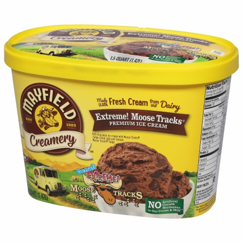 Mayfield Creamery® Extreme! Moose Tracks® Ice Cream Tub Perspective: left