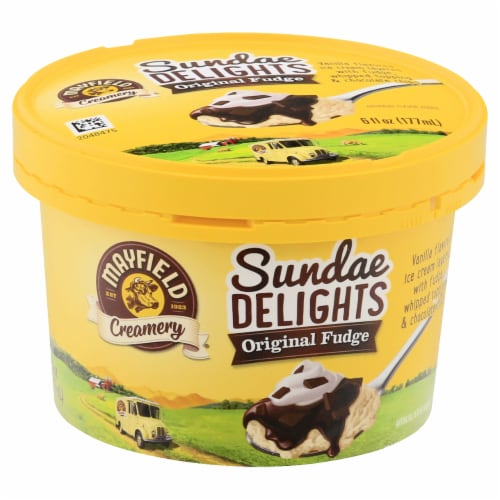 Mayfield Creamery Sundae Delights Original Fudge Ice Cream Perspective: left