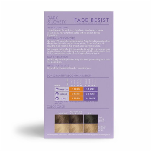 Dark and Lovely Fade Resist Permanent Hair Color Hi Lift 396 Luminous Blonde Perspective: left