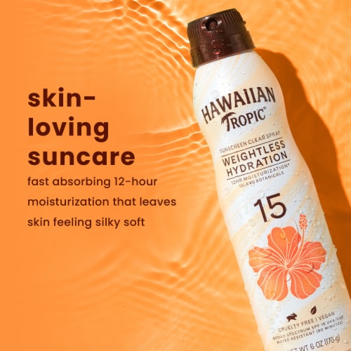 Hawaiian Tropic Weightless Hydration Sunscreen Spray SPF 15 With Island Botanicals Moisturizes 12hrs Perspective: left