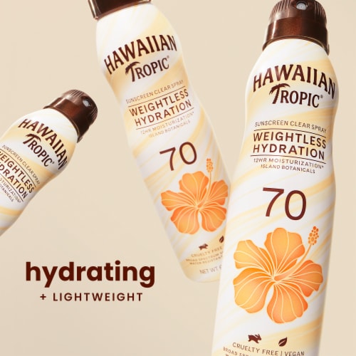 Hawaiin Tropic® Weightless Hydration Clear Sunscreen Spray SPF 70 Moisturizes 12 Hours Perspective: left