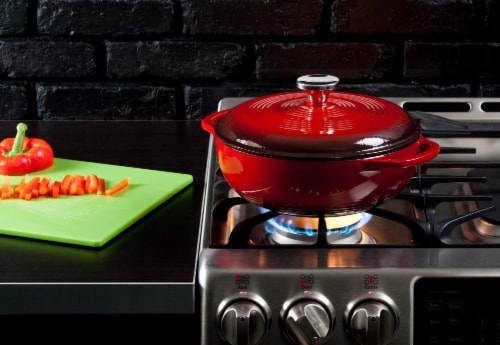 Lodge Enameled Cast Iron Dutch Oven - Red Perspective: left