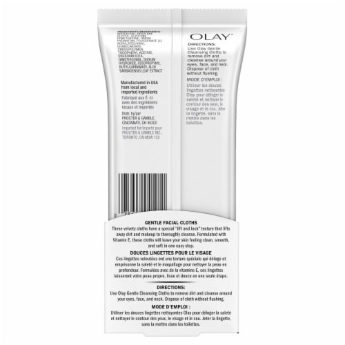 Olay Cleanse Gentle Daily Facial Makeup Removing Cloths Perspective: left