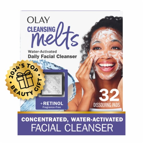 Olay Cleansing Melts + Retinol Face Cleanser Perspective: left
