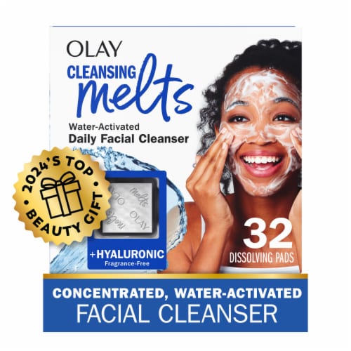 Olay Cleansing Melts + Hyaluronic Face Cleanser, Water-Activated Face Wash Perspective: left