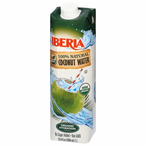 Iberia 100% Natural Coconut Water 33.8 fl oz Perspective: left
