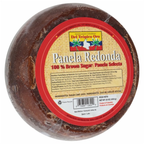 Iberia Del Tropico Oro 100% Brown Sugar Panela Redonda 16 oz Perspective: left