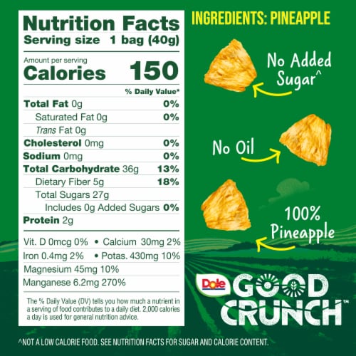 Dole Good Crunch Original Pineapple Bites 1.4 oz Perspective: left