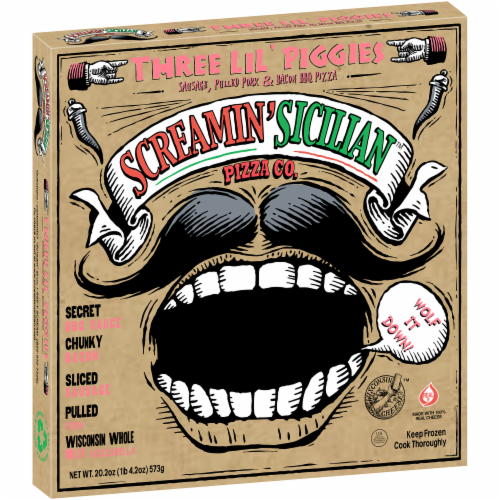 Screamin' Sicilian Three Lil' Piggies Pizza Perspective: left