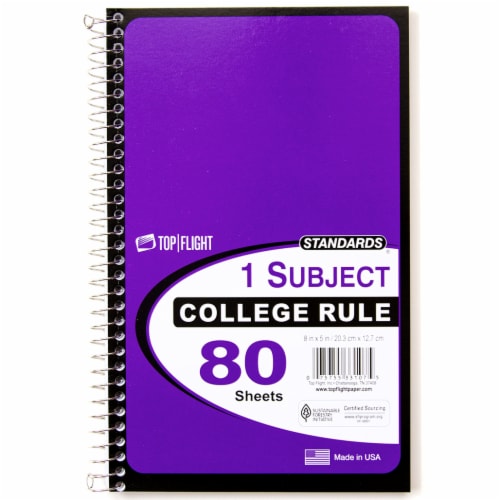 Top Flight College Rule 1-Subject Notebook - Assorted Perspective: left