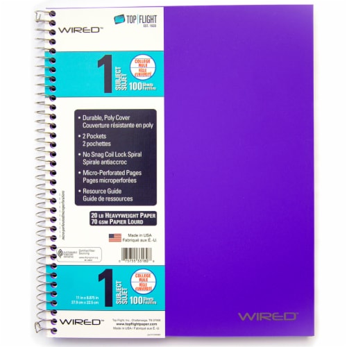 Top Flight Wired™ Assorted College-Ruled 1-Subject Notebook Perspective: left