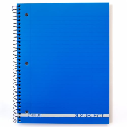 Top Flight Boss Wide Ruled 3-Subject Notebook Perspective: left