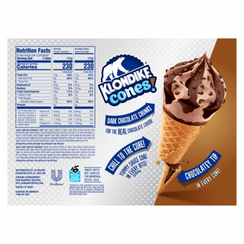 Klondike With No Artificial Growth Hormones Chocolate & Double Chocolate Ice Cream Cones Perspective: left