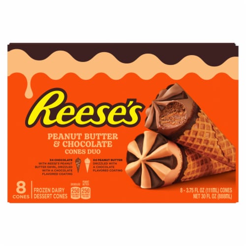 Reese's Frozen Dairy Dessert Cones Peanut Butter and Chocolate Duo Perspective: left