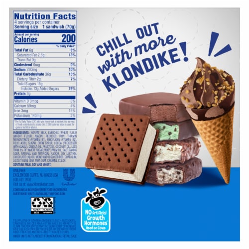 Klondike Cookies and Crème Frozen Dairy Dessert Sandwiches Perspective: left