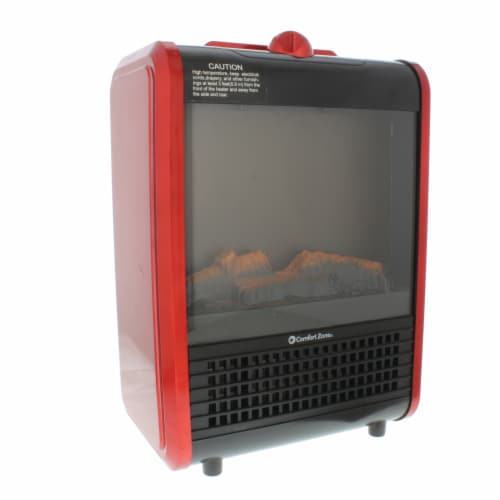 Comfort Zone® Mini Ceramic Tabletop Electric Fireplace Heater Perspective: left