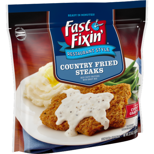 Fast Fixin' Restaurant Style Country Fried Steaks with Country Gravy Mix Perspective: left