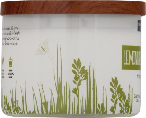 Candle-lite Essential Elements Lemongrass and Coriander Glass Jar Candle - White Perspective: left