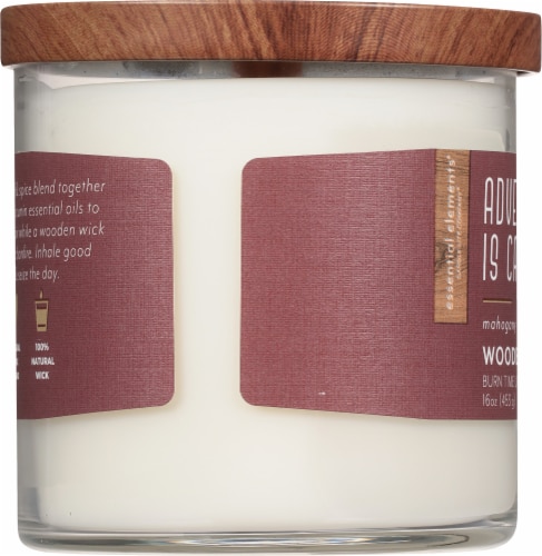 Candle-lite® Essential Elements® Wooden Wick Adventure is Calling Jar Candle - Mahogany and Vetiver Perspective: left