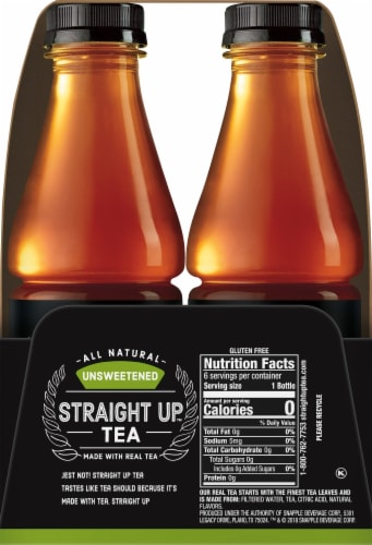 Straight Up Tea All Natural Unsweetened Black Tea Perspective: left