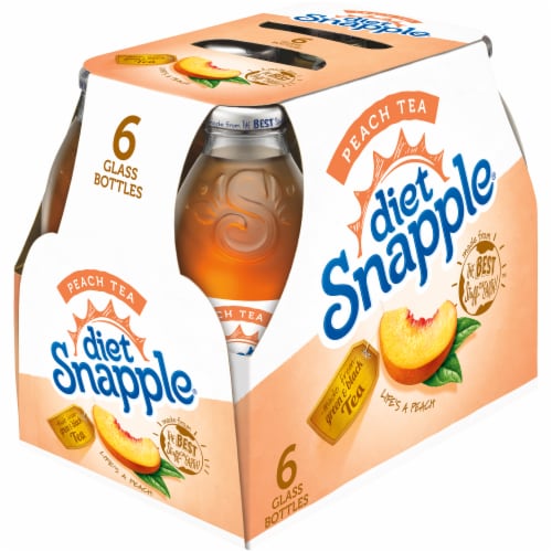 Snapple Peach Tea, 16 Fl Oz Glass Bottles, 6 Pack, Flavored