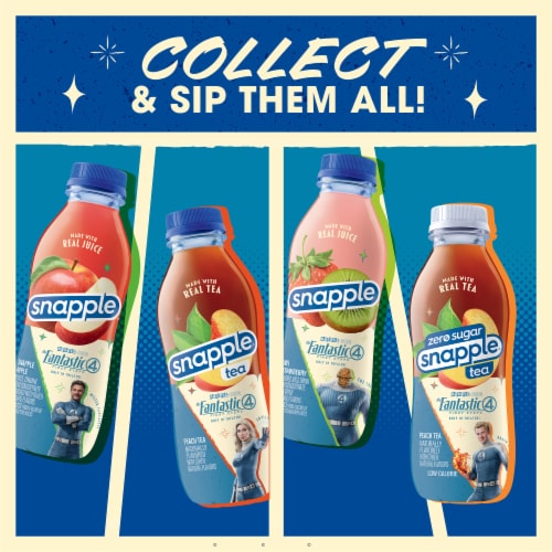 Snapple Peach Tea The Fantastic Four: First Steps Limited Edition Juice Drink Bottle Perspective: left