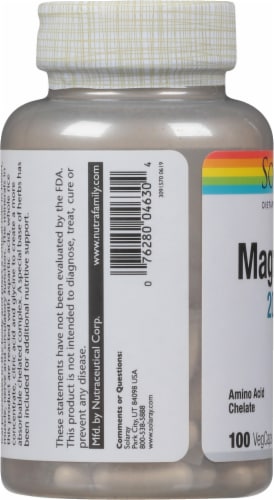Solaray Magnesium Vegetarian Capsules 200 mg Perspective: left