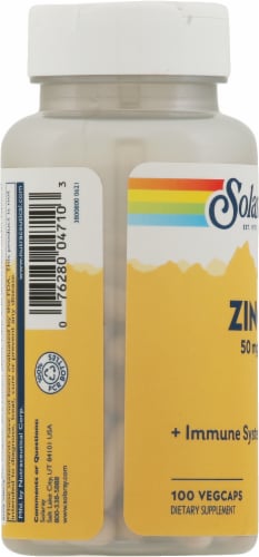 Solaray Zinc Vegetarian 50mg Capsules Perspective: left